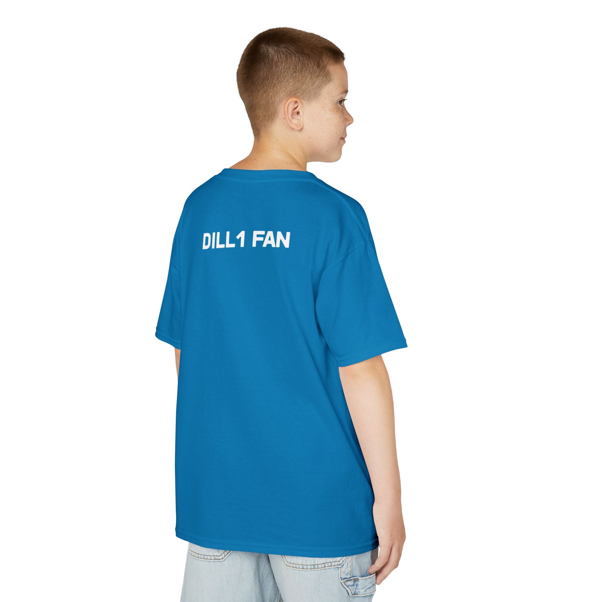 Dill1 Fan Dog Line Art Kids Tee | "Bruh, I'm a Fan of Dill1"