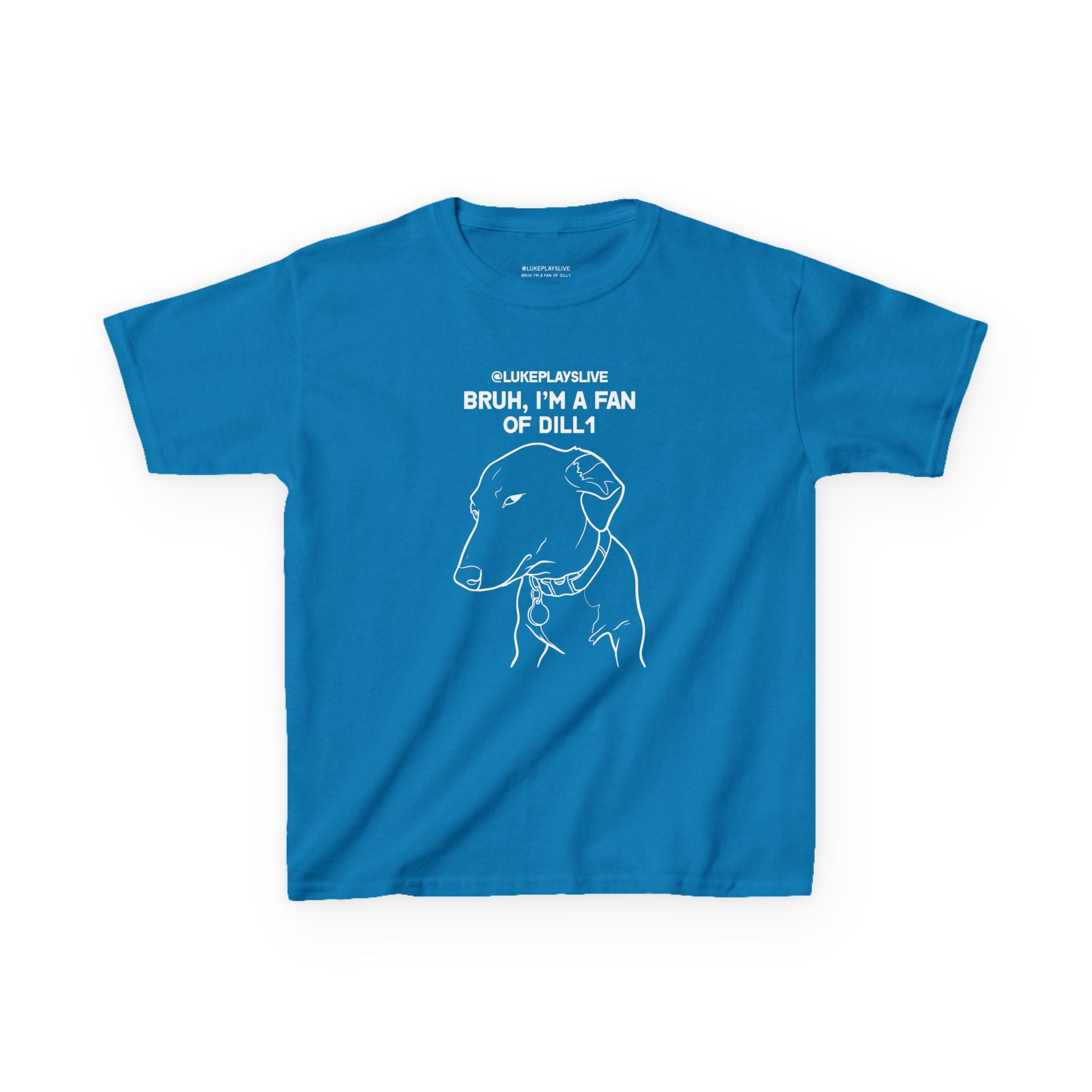 Dill1 Fan Dog Line Art Kids Tee | "Bruh, I'm a Fan of Dill1"