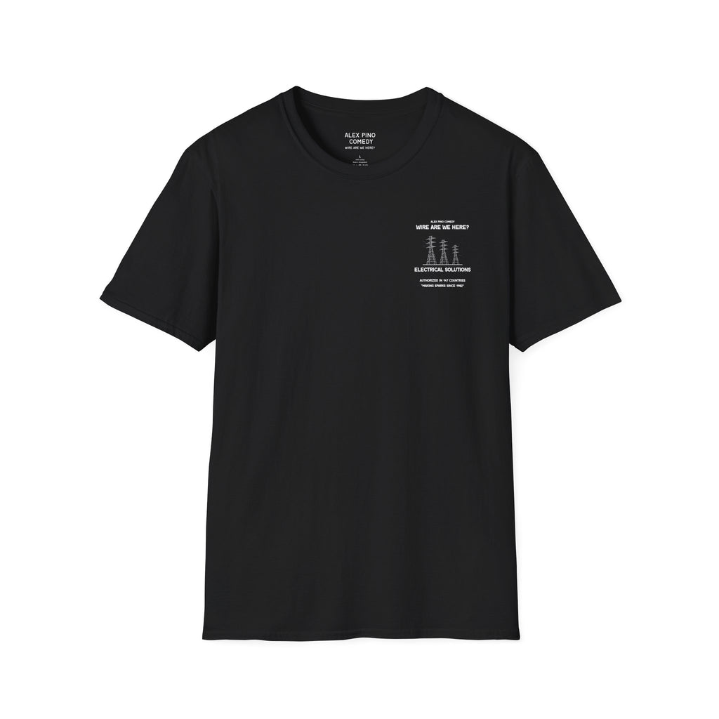 Wire Are We Here? Electrical Solutions T-Shirt | Utility Tower Design